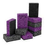 Губки для посуды OfficeClean "Премиум", крупнопористый поролон с абразивным слоем, фиолетовые/черные, 9*6*3,8см, 10шт