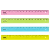 Линейка 30см СТАММ, пластиковая, прозрачная, неоновые цвета, ассорти