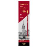 Набор карандашей ч/г Красин "1926" 12шт., 2Т(H)-2М(B),  КЕДР,  заточен., карт.пенал, европодвес