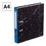 Папка-регистратор OfficeSpace, 50мм, мрамор, черная, синий корешок, нижний метал. кант