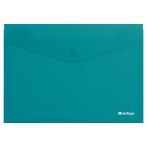 Папка-конверт на кнопке Berlingo "Soft Touch", А4, 200мкм, софт-тач, бирюзовая
